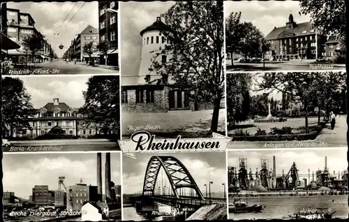 Ak Rheinhausen Duisburg, Krankenhaus, Rheinbrücke, Rathaus, Zeche Diergardt