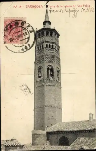 Ak Zaragoza Saragossa Aragonien, Torre de la Iglesia de San Pablo