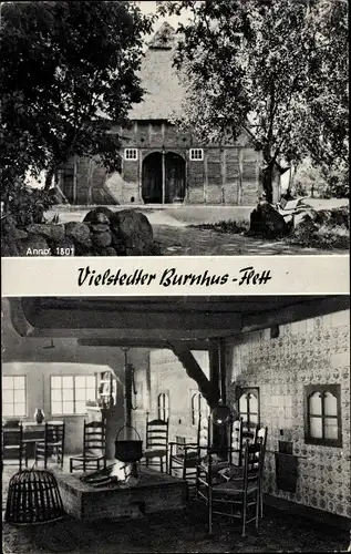 Ak Vielstedt Hude in Oldenburg, Burnhus-Flett, Strackerjan's Gasthof, Bauernhaus, Innenansicht