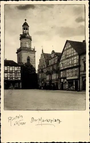 Foto Ak Rinteln an der Weser, Marktplatz, Turm