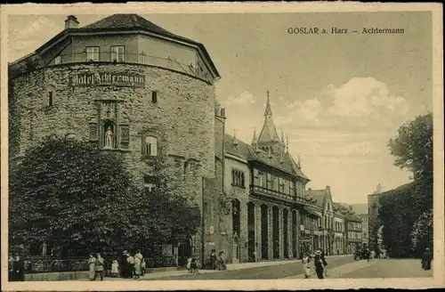 Ak Goslar am Harz, Achtermann, Passanten, Türme