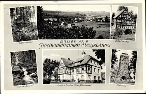 Ak Hochwaldhausen Grebenhain im Vogelsbergkreis, Teufelskanzel, Teufelsmühle, Schwarzbachtal