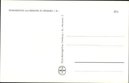 Ak Freiburg im Breisgau, Schwabentor, Münster