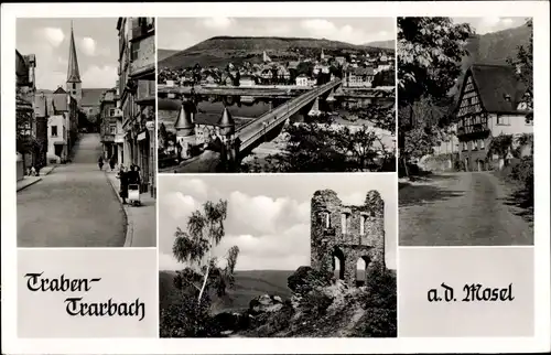 Ak Traben Trarbach an der Mosel, Brücke, Ruine, Teilansichten