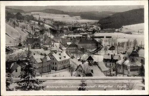 Ak Wittigsthal Johanngeorgenstadt im Erzgebirge, Ortsansicht, Winteransicht