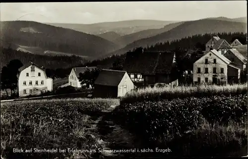 Ak Steinheidel Breitenbrunn im Erzgebirge, Ortspartie, Schwarzwassertal