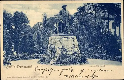 Ak Berlin Wilmersdorf Grunewald, Bismarck-Denkmal