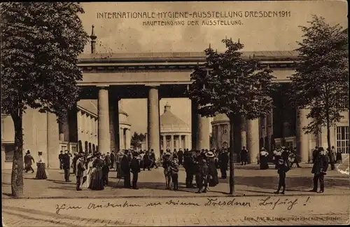 Ak Dresden Altstadt, Internationale Hygiene-Ausstellung 1911, Haupteingang