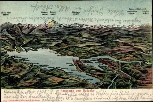 Ak Insel Mainau im Bodensee, Panorama vom Bodensee, Friedrichshafen