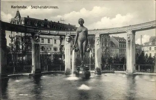 Ak Karlsruhe in Baden, Stephansbrunnen
