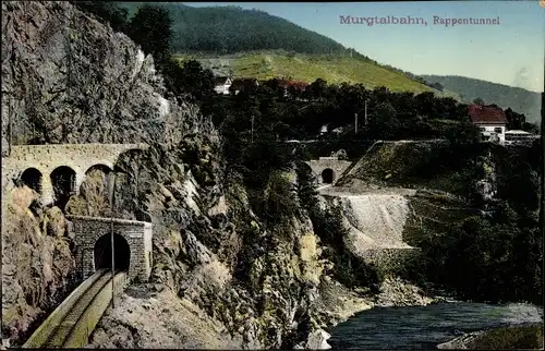 Ak Forbach Kreis Rastatt, Blick auf den Rappentunnel der Murgtalbahn