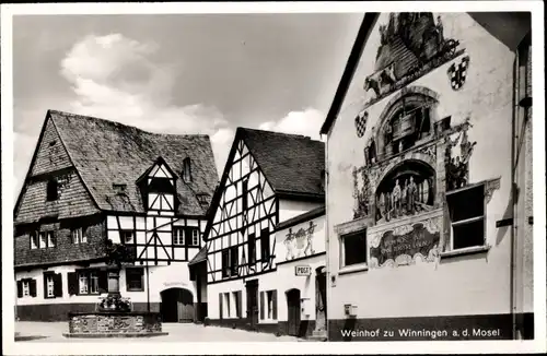 Ak Winningen an der Mosel, Weinhof, Weinhexenhaus, Weinbrunnen