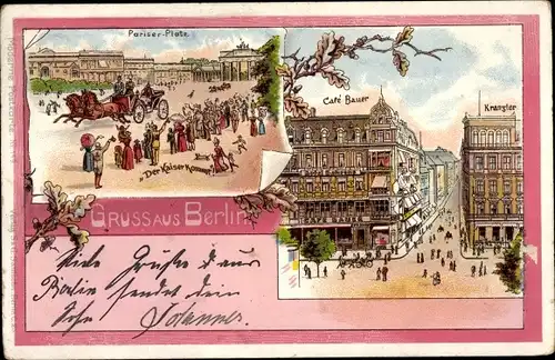 Litho Berlin Mitte, Pariser Platz, Friedrichstraße, Unter den Linden, Cafe Bauer, Kranzler