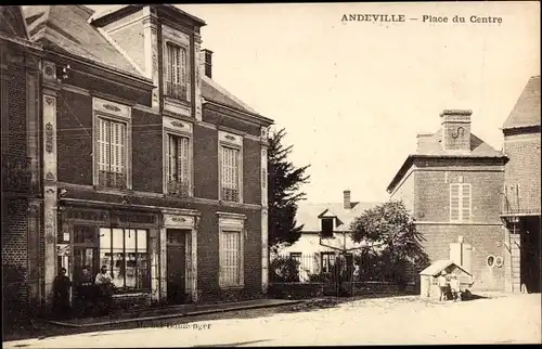 Ak Andeville Oise, Place du Centre