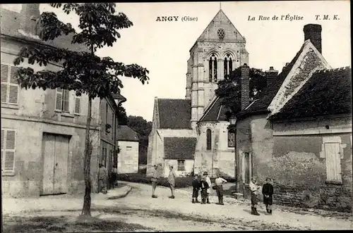 Ak Angy Oise, Rue de Eglise