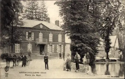 Ak Ansauvillers-Oise, Place du Bail