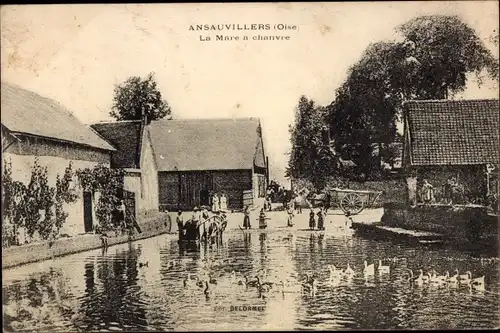 Ak Ansauvillers Oise, der Hanfteich