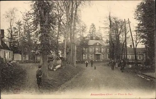 Ak Ansauvillers Oise, Place du Bail