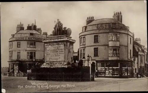 Ak Weymouth Südwestengland, Statue von König Georg dem Dritten