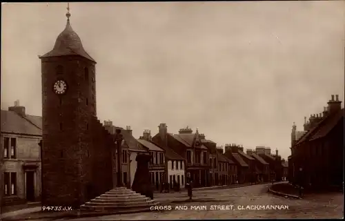 Ak Clackmannan Schottland, Cross und Main Street