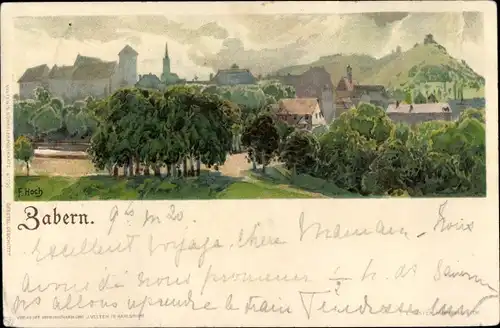 Künstler Litho Hoch, F., Saverne Zabern Elsass Bas Rhin, Totalansicht