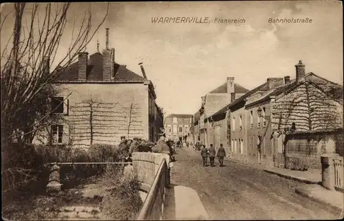 Ak Warmeriville Marne, Bahnhofstraße