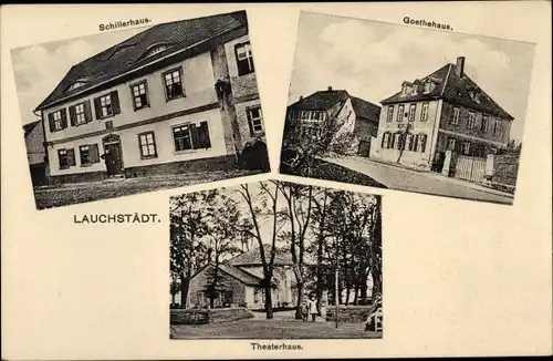 Ak Bad Lauchstädt Saalekreis, Goethehaus, Theaterhaus, Schillerhaus
