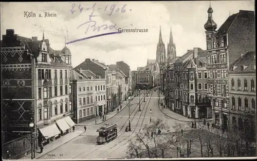 Ak Köln am Rhein, Gereonstraße, Straßenbahn