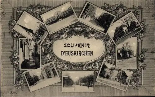 Passepartout Ak Euskirchen in Nordrhein Westfalen, Kirche, Gasse, Straßenpartie