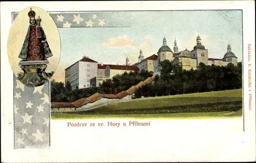 Passepartout Ak Příbram Pibrans Mittelböhmen, Heiliger Berg, Gnadenbild
