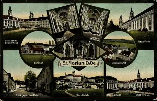 Ak St. Florian Oberösterreich, Stift St. Florian, Marienkapelle, Marmorsaal, Bahnhof