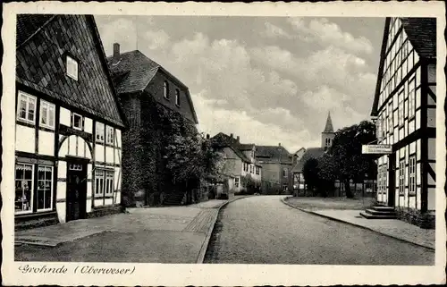 Ak Grohnde Emmerthal Niedersachsen, Straßenpartie, Gasthof