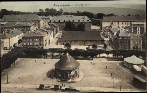 Ak Longwy Haut Meurthe et Moselle, Vue d'ensemble, Pavillon, Platz, Häuser