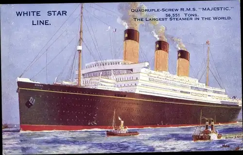 Künstler Ak Dampfer RMS Majestic, White Star Line
