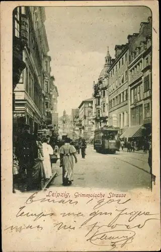 Ak Leipzig in Sachsen, Grimmaische Straße, Tram