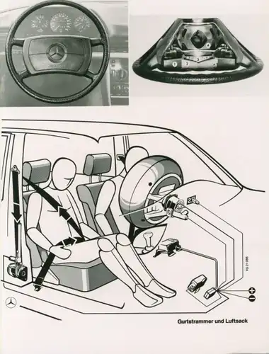 Ak Auto, Mercedes-Benz, Gurtstrammer, Luftsack, Lenkrad