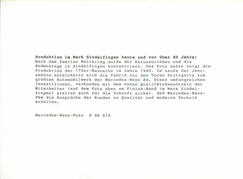 Ak Produktion im Werk Sindelfingen heute und vor über 40 Jahren