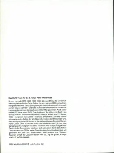 Foto BMW- Team, Rallye Paris-Dakar 1986, Rennfahrer