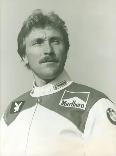 Foto Motorradrennfahrer Gaston Rahier, BWM Team, Rallye Paris-Dakar 1985