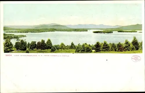 Ak New Hampshire USA, Lake Winnipesaukee von Kimballs Castle