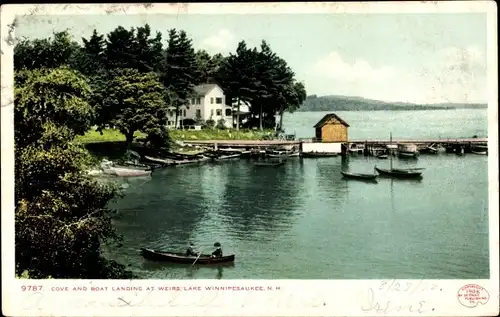 Ak Weirs Beach Laconia New Hampshire USA, Lake Winnipesaukee, Bucht und Bootsanlegestelle