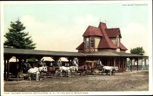 Ak Bethlehem New Hampshire USA, Bahnhof, White Mountains