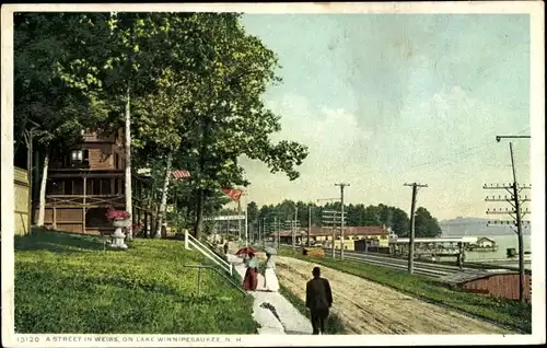 Ak Weirs Beach Lake Winnipesaukee New Hampshire USA, Straßenansicht