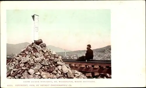 Ak White Mountains New Hampshire, Mount Washington, Lizzie Bourne-Denkmal