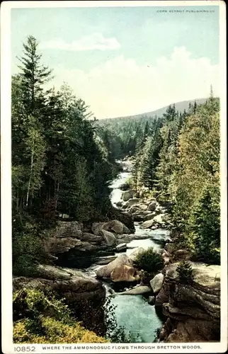 Ak White Mountains New Hampshire USA, wo der Ammonnoosuc durch Bretton Woods fließt