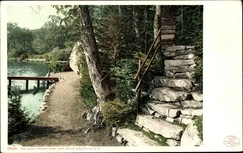Ak New Hampshire USA, Spaziergang um den Saco Lake, White Mountains