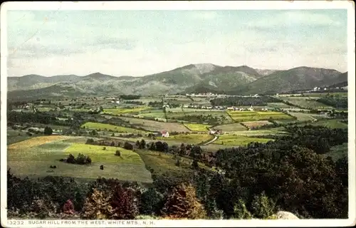 Ak White Mountains New Hampshire, Ortschaft vom Westen aus gesehen, Sugar Hill