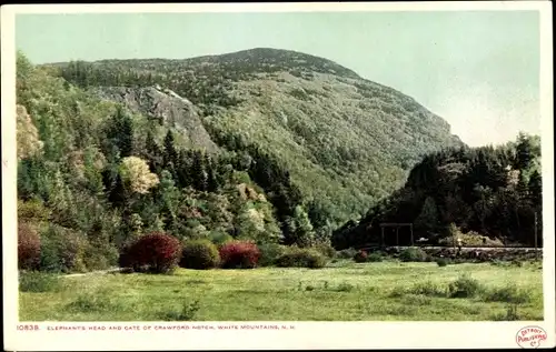 Ak White Mountains New Hampshire USA, Elefantenkopf und Tor von Crawford Notch
