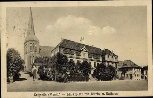Ak Kröpelin in Mecklenburg, Marktplatz, Kirche, Rathaus