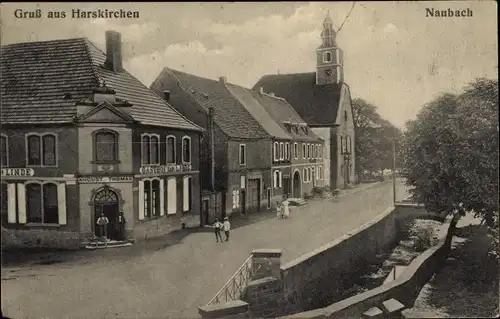 Ak Harskirchen Elsass Bas Rhin, Kirche, Gasthof zur Linde, Naubach